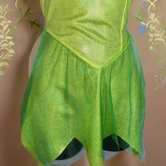 New Medium Tinkerbell Dress Wings Halloween Costume Strapless Mini Faerie Set - Picture 4 of 5